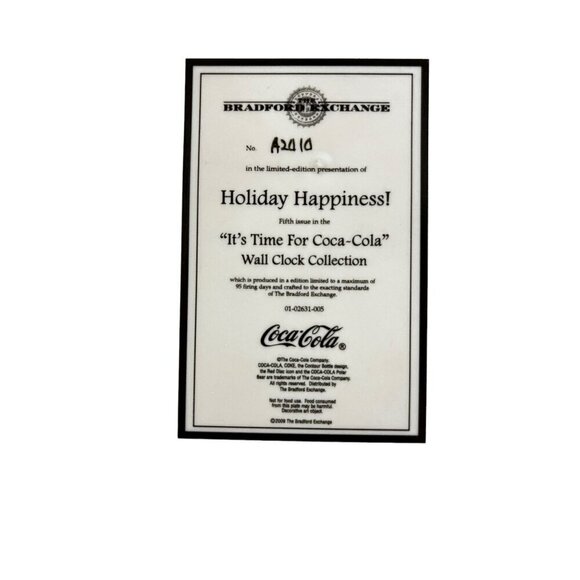 2009 The Bradford Exchange Holiday Happiness  "It's Time For Coca-Cola" Wall Clo - Picture 3 of 8